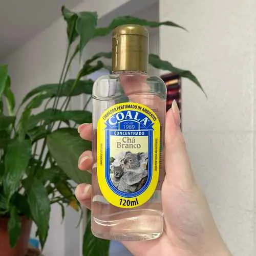 Limpador perfumado concentrado Coala Chá Branco 120 ml na mão